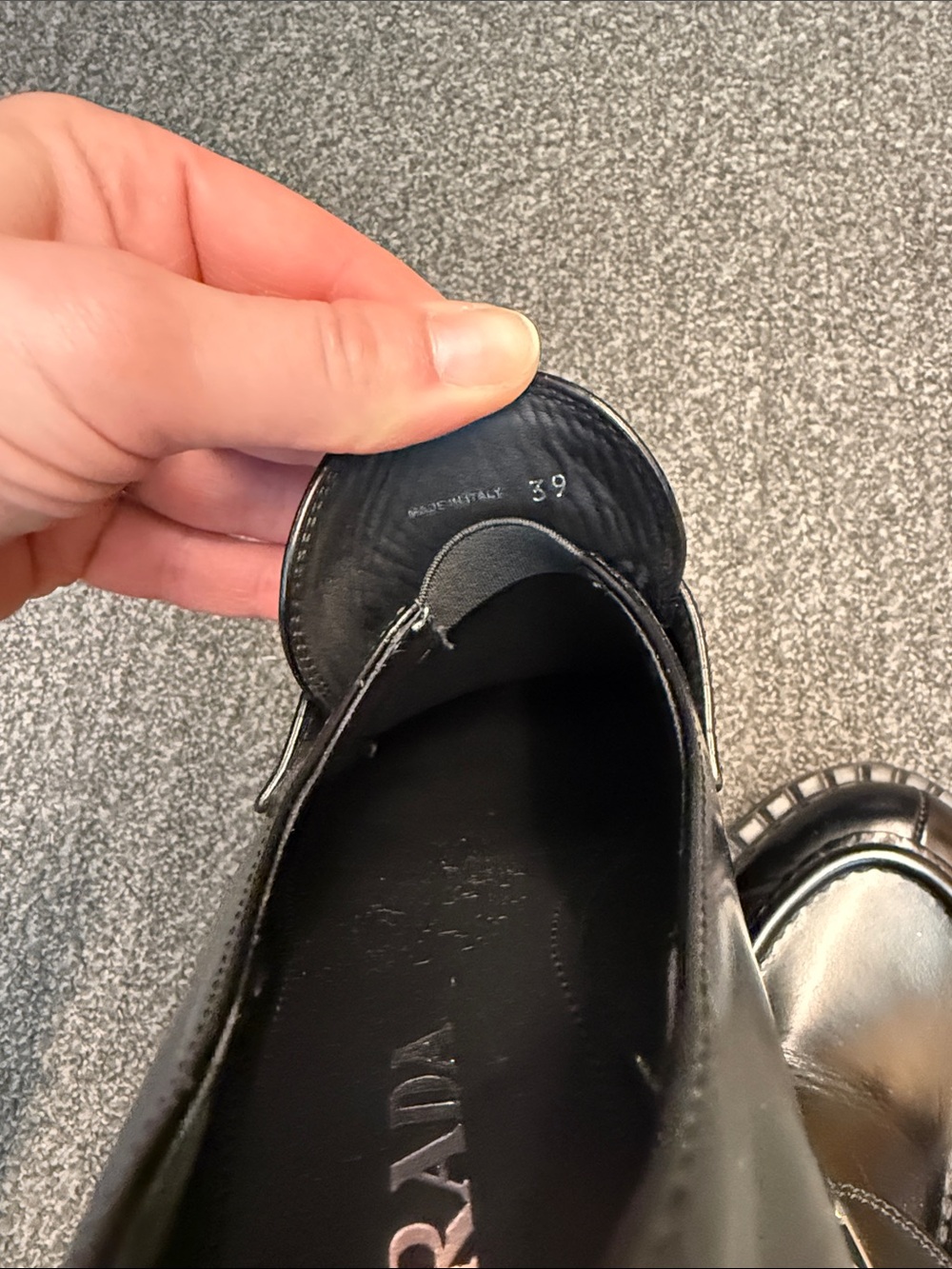Prada Logo Leather Loafers in Nero - Picture 11 of 14